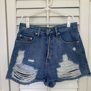 Signatures Blue Ripped Jean Shorts